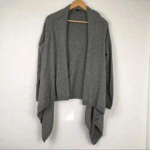 Lands End Open Front Asymmetrical Wool Blend Cardigan‎ Sweater